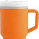 Infantino My 1st Tumbler, Silicone Sippy Cup with Straw & Handle, SpillResistant Baby Cup for OntheGo, BPAFree Transition Bottle, Creamsicle