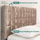 Headboard Cover Bed - Thickened Soft Stretch Slipcover Flannel Fabric, Elastic Bottom Hold & Side Pockets, Dust-Proof Protector for Upholstered Bed (71 * 28inch, Dark Gray)