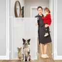 48 Inch Extra Tall Retractable Baby Gates, Extends to 55" Wide, Extra Tall Dog Gate for Doorways Indoor Tall Mesh Gate Extra Tall Pet Gate for Cats - Upgraded Height to Prevent Jumping Over, White