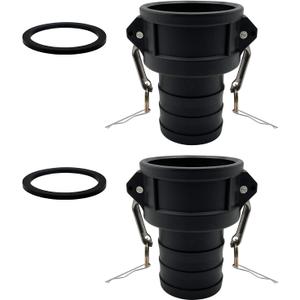 Polypropylene Type C Cam Groove Fitting Female 3/4" C-75 Camlock with 0.75" Hose Shank Cam lock - 2 Pack Lightweight Corrosion-Proof Couplings w/Quick-Connect & Spare Gaskets