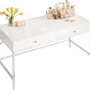 SUPERJARE Vanity Desk with Drawers, 47 inch Computer Desk, Modern Simple Home Office Desks, Makeup Dressing Table for Bedroom - White