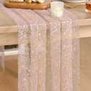 Artoid Mode Gold Gauze Pink Table Runner 120 Inch 10FT, Glitter Metallic Foil Sheer Dining Wedding Anniversary Holiday Birthday Table Decor for Home Party