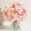 Alupssuc 30Pcs Ranunculus Artificial Flowers Faux Silk Mini Ranunculus, Artificial Flowers Indoor for DIY Bouquets, Bulk Fake Wedding Filler Flowers for Bride Decorations, DustyRose&Cream&ShabbyBlush
