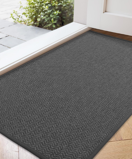 Color&Geometry Thin Indoor Entrance Mats, 24"X36" Indoor Mats for Entryway Non Slip Rubber Backed, Dirt Trapper Door Rugs for Entryway Indoor 2x3 Washable, Charcoal Grey 