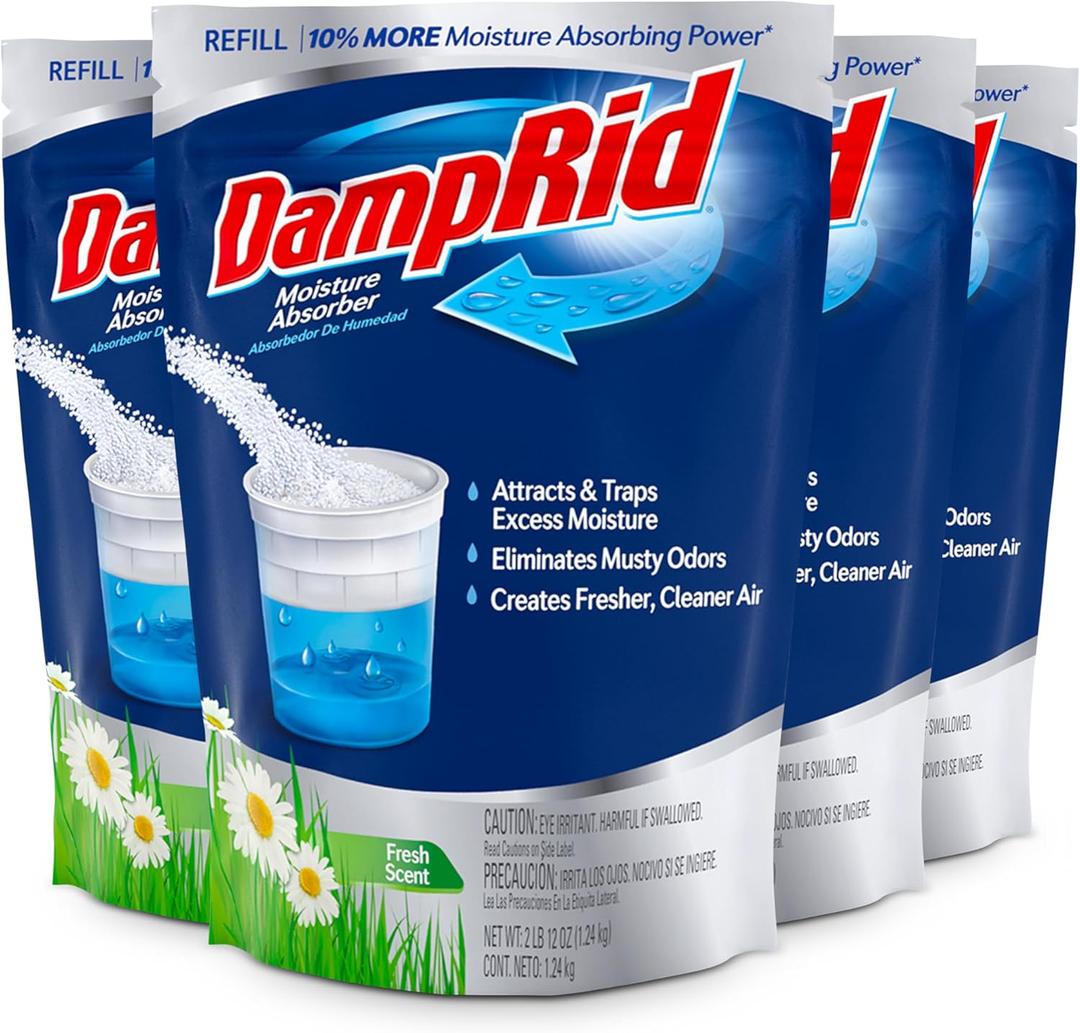 DampRid Refill Bag, 3-Pack - Fresh Scent Moisture Absorbers for Rooms with Excess Humidity, Long-Lasting, Eliminates Musty Odors and Creates Fresher Air, 4/2 lb. 12 oz (1.24 kg)
