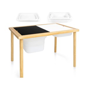 AMAWOOD Kid's Wooden Sensory Table with 2 Storage Bins, Play Sand & Water Table for Kids, Children Activity Table with Blackboard & Whiteboard, Gift for Boys Girls