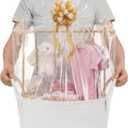 Large Baby Shower Basket, Baby Crate Closet 17.7" x 11" x 6.3" Woven Baskets with Clothes Hangers and Gift Bag New Born Empty Storage for Welcome Gift Pregnancy New Parent(White)