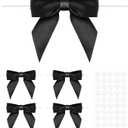 Anwyll 50Pcs Twist Tie Bows - 3.5Inch Premade Gift Bows for Cake Gift Wrapping Balloon Craft Treat Bag Satin Ribbon Bow for Halloween Decoration Birthday Party Bridal Shower Wedding Favors (Black)