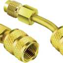 R410A Adapter with 5/16 Inch SAE Female Quick Coupler and 1/4 Inch SAE Male Flare for Air Conditioner HVAC Refrigeration Brass Adapters - Straight and Angled
