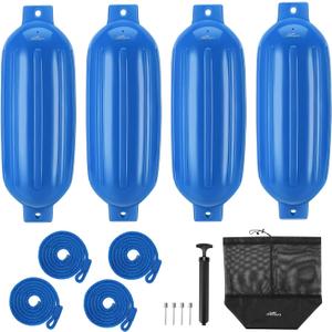 Affordura Boat Fender 4 Pack Boat Bumpers Fenders with 4 Ropes, Boat Bumpers for Pontoon Boat Fenders Inflatable