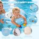 Baby Pool Float with UPF50+ Sun Protection Canopy, Inflatable Baby Float with Adjustable Safety Seat for Toddler from 3 to 12 Months, Baby Swim Float with Dual Air Chambers for Boys GirlsSmall, Blue