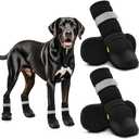 Hcpet Dog Shoes, Dog Boots & Paw Protectors for Winter Snowy Days, Rainy Weather, Outdoor Anti-Slip Sole Dog Booties for Hardwood Floor Black-Leg 3 (#3 (Width 1.77 inch) for 31-38 lbs)
