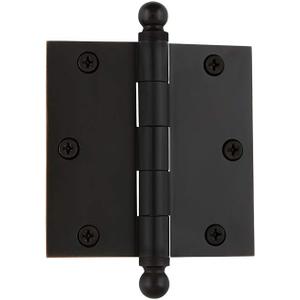 Nostalgic Warehouse Ball-Tip Residential Door Hinge with Square Corners, 3.5" (Oil Rubbed Bronze)