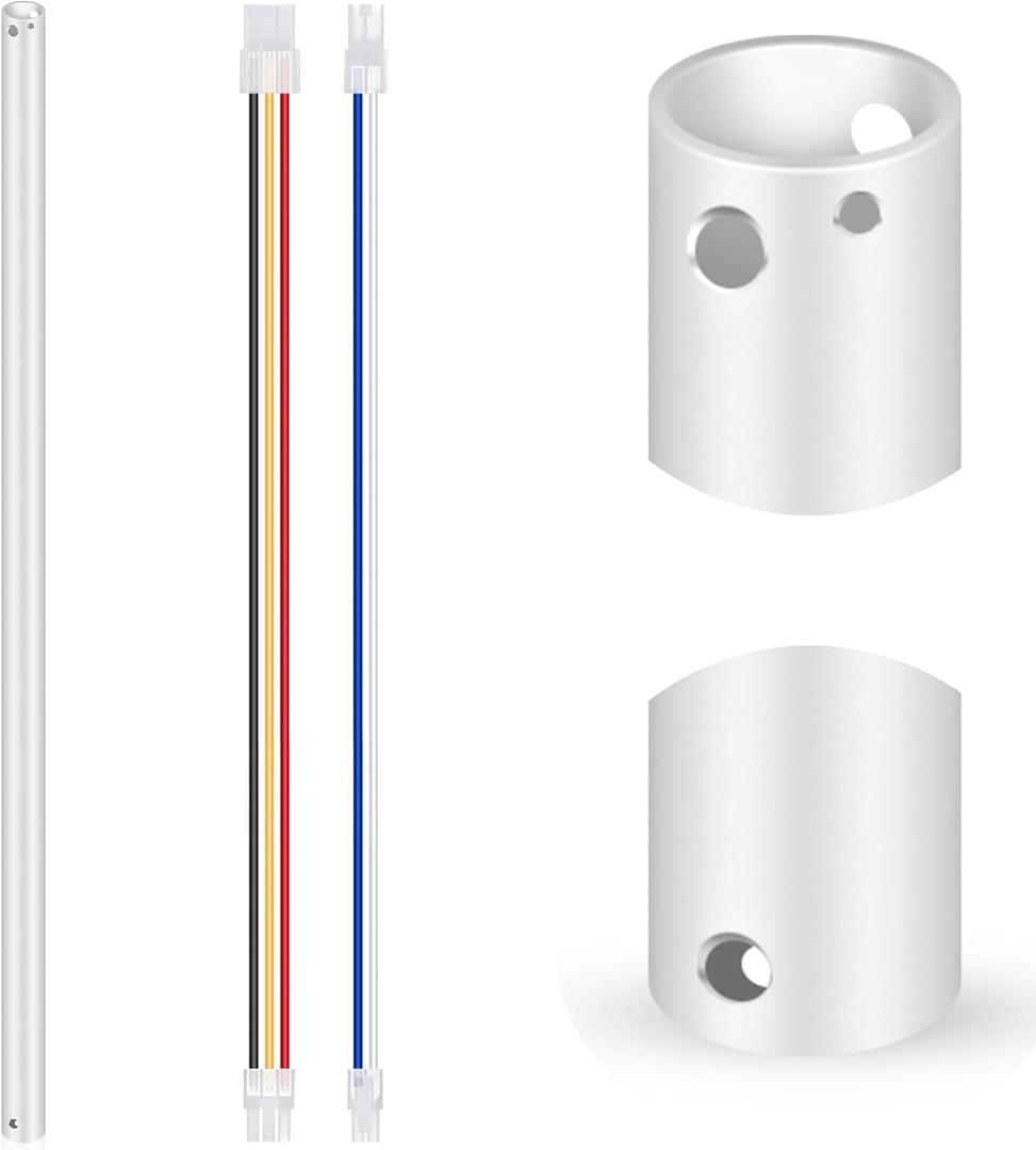 VIHOSE 36 Inch Ceiling Fan Downrod with Extension Cord 3 ft White Downrod for Ceiling Fan 1 Inch Outside Diameter Not Threaded Suitable for a Wide Range of Fans