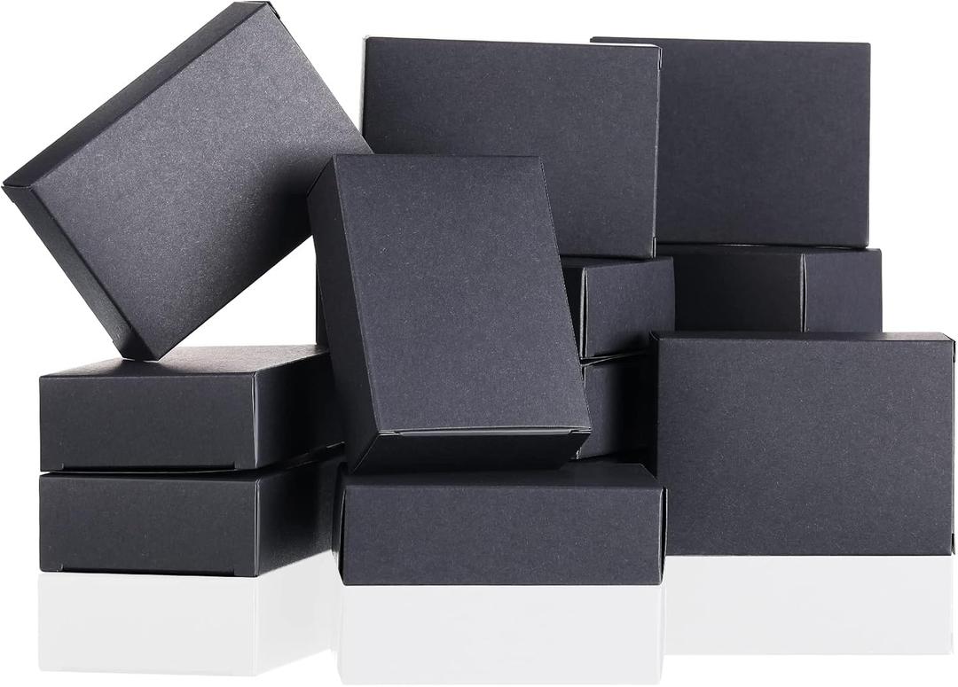 Gersoniel 100 Pcs Kraft Soap Boxes Packaging for Homemade Soap Making Supplies for Party Favor Treats Wrapping Packaging, 3.8 x 2.8 x 1.2 Inch(Black)
