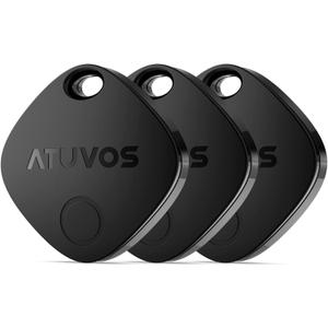 ATUVOS Air Tracker Tags-3 Pack, Bluetooth Luggage Tracker Works with Apple Find My (iOS Only, Not for Android), Keys Finder and Item Locator Track Your Keys, Luggage, Backpack, Suitcase, Bags and More (Black)