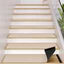 Peel and Stick Stair Carpet Treads for Wooden Steps,15 Pack Indoor Beige Stair Mats, Basement Safety Stick On Stair Rug Step Pads for Pet Dog, Elders and Kids (Stair Tread Set (15 pieces, 8" x 30"))