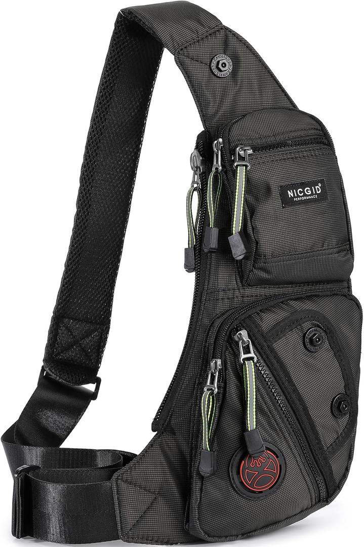 NICGID Sling Bag Chest Shoulder Backpack Crossbody Bags Casual Daypack for Men Women (Black)