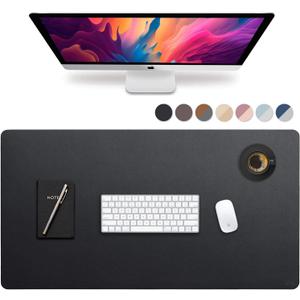 Vine Creations Leather Desk Mat Large 44" x 22", Desk Protector Mat, PU Leather Desk Pad, Large Mouse Pad, Desk Blotter, Desk Pads on Top of Desks, Desk Matt for Desktop, Office Desk Mat (Black)