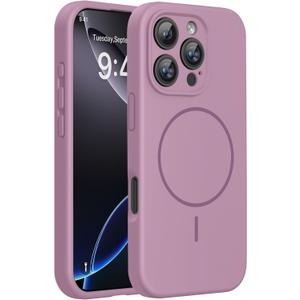 Miracase Compatible with iPhone 16 Pro Max Case, [Soft Anti-Scratch Microfiber Lining], Compatible with MagSafe, Liquid Silicone Case Shockproof Drop Protection Phone Case for 16 ProMax,Blackcurrant