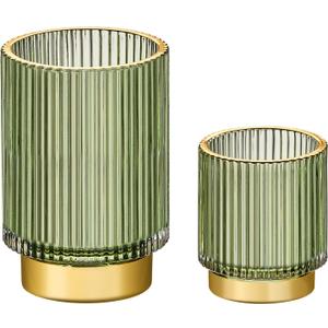 Makeup Brush Holder Organizer,Toothbrush Holders,Desk Pen Pencil Holder,Multifunctional Vintage Glass Brush CupS+L/Green/A3-1-US