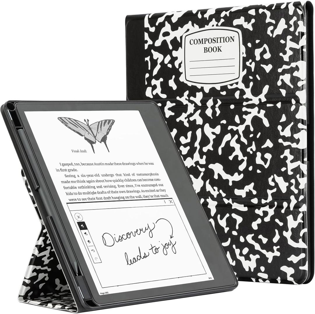 CoBak Stand Case for Kindle Scribe - Premium Folio Leather Cover with Pen Holder, Auto Sleep/Wake - Compatible with 10.2 Inch Kindle Scribe (2022/2024 Release)