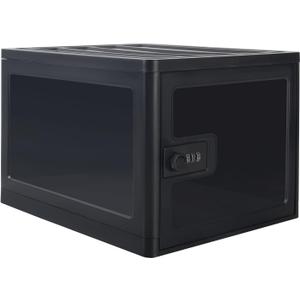Clear Lockable Storage Box for FoodTech and Home Safety, Medicine Lock Box for Safe Medication,Lockable Storage Bin, Tablet Phone Jail Lock BoxRefrigerator Storage Bins (Black)