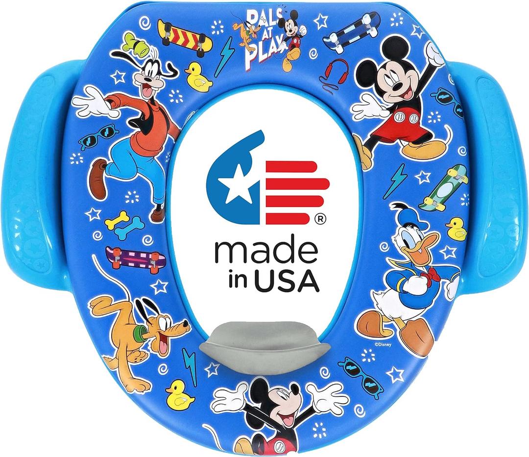 Disney Mickey Mouse "Pals at Play" Soft Potty Seat and Potty Training Seat - Soft Cushion, Baby Potty Training, Safe, Easy to Clean