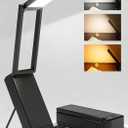 EZVALO LED Rechargeable Desk Lamp, 6000mAh Battery Operated Light, Cordless Table Lamp for Book Reading, Foldable Mini Lamp & Portable, 3 Color Dimmable Small Wireless Reading Lamp, Black
