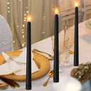 Macarrie 24 Packs Flameless Taper Candles Battery Operated Fake 11 Inch Long Candlelight LED Flameless Candlesticks Flickering Tapered for Spring Summer Wedding(Black)