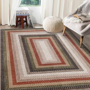 RUGSREAL 9x12 Braided Rug Washable Living Room Rug Modern Braid Printed Large Bedroom Rug with Rubber Backing Farmhouse Accent Large Carpet for Dining Room Home Decor Office, Crimson/Earthy