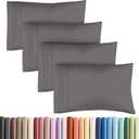 King Pillow Cases Set of 4 - Ultra Soft Hotel Quality Pillowcase Covers - Luxury Comfy Bedding for Women, Men, Kids & Teens - Machine Washable Pillow Protectors - 4 Pieces Set - King Size Dark Grey