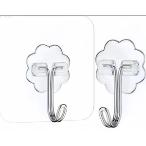 Sticky Hooks for Hanging Adhesive Wall Hook Heavy Duty Self Adhesive Utility Sticky Hooks for Keys Coat Towel Garage Bathroom Shower Outdoor Kitchen Door Waterproof Transparent Set 4