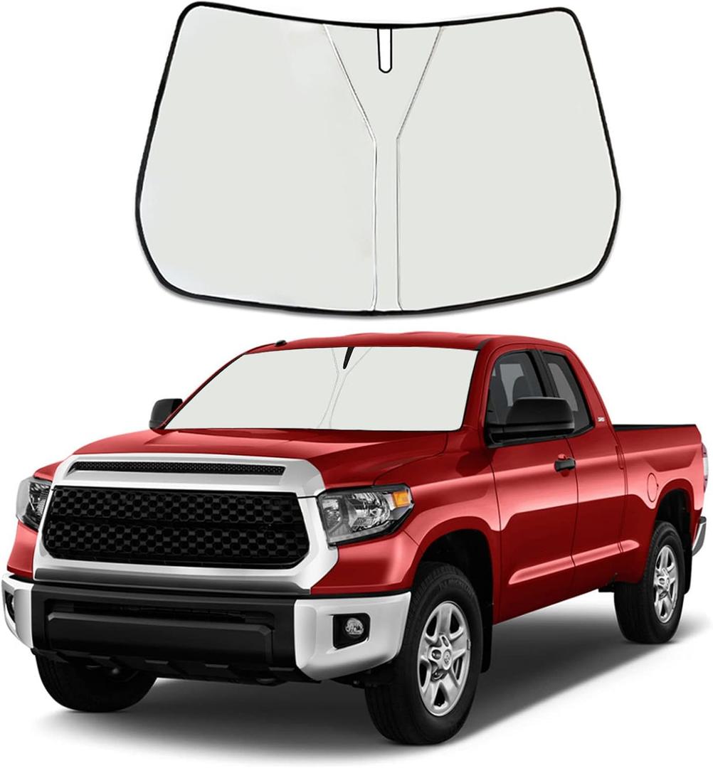 Upgrade Windshield Sun Shade for Toyota Tundra 2007-2021, Foldable Windshield Sun Visor Blocks UV Rays