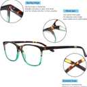 Henotin 4 Pack Ladies Reading Glasses Blue Light Blocking Spring Hinge Readers Anti Eyestrain Computer Eyeglasses (Multicolor, 2.75)