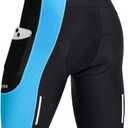 Bikewa Men's Bike Shorts 3D Padded Cycling Road Biking Mountain Riding Biker Bicycle UPF 50+ Cycle Shorts Zipper Pockets (Large, Black/Sky Blue)