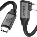 Silkland USB C Monitor Cable Right Angle 5FT, 8K@30Hz 5K/4K@60Hz Display, 20Gbps Data Transfer, 90 Degree USB C 3.2 Gen 2x2 Video Cable, 240W Charging for iPhone 17, MacBook, Portable Monitor, Carplay