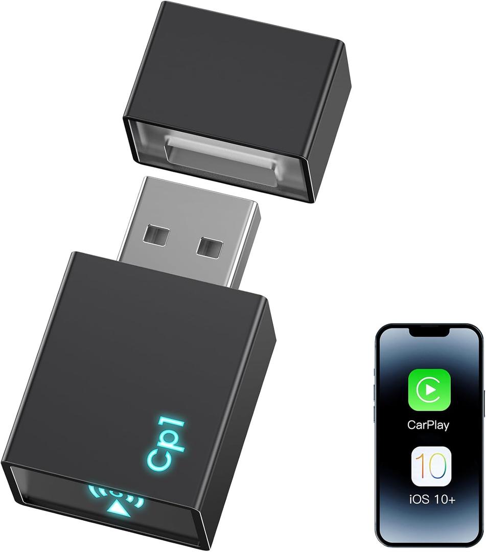 Wireless CarPlay Adapter for iPhone,Mini USB Carplay Adapters Plug and Play Low Latency,Convert Wired to Wireless Apple CarPlay Adapter for Cars 2016+,Compatible iOS 10+,Bluetooth 5.X+Wi-Fi 5.8GHz