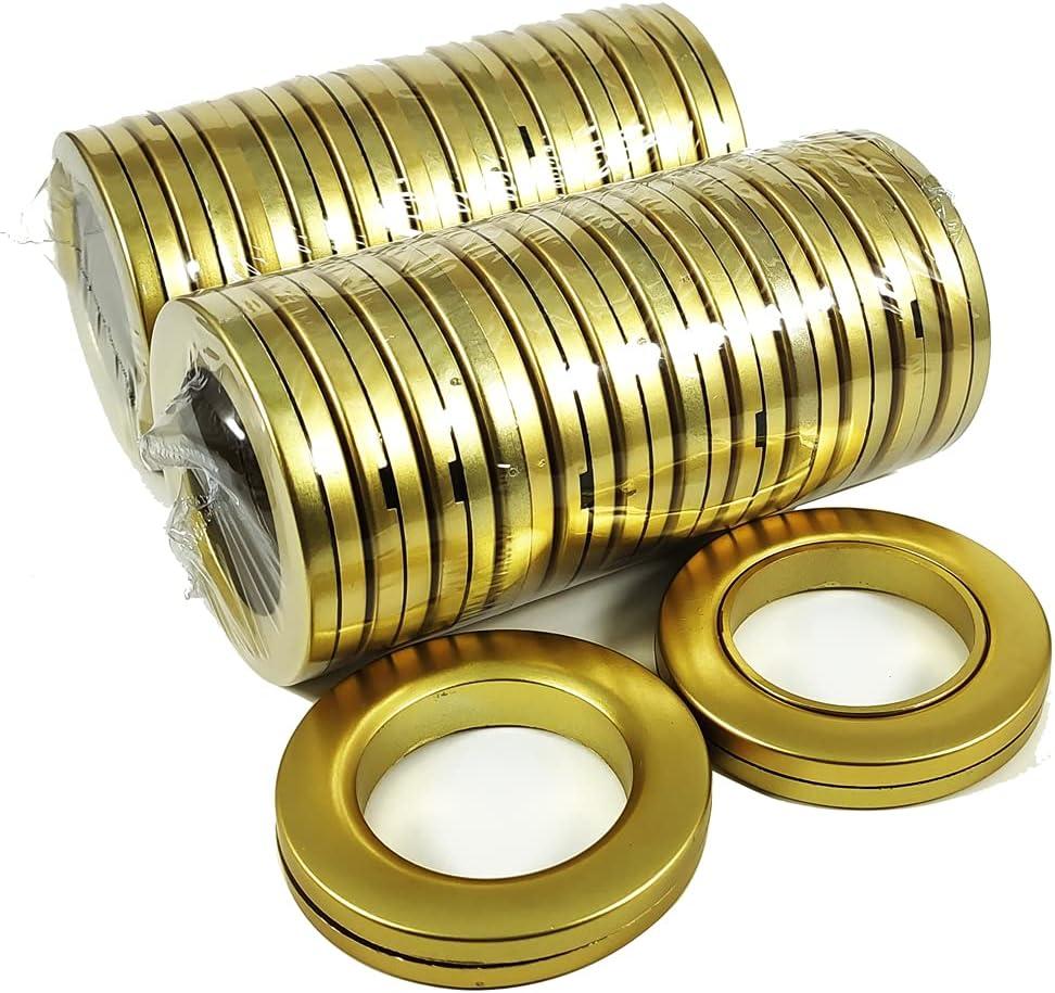 24PCS Standard U.S. Size Curtain Eyelet Rings, 1.38in35mm Inner Diameter Plastic Gromet Rings for Curtain Rods, Also for Shower Curtains. (Matt Golden)