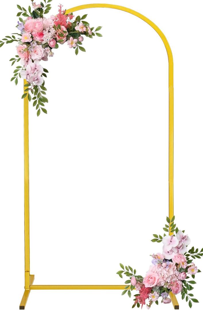 Fivenl Arch Backdrop Stand 6FT Balloon Arch Stand Stable Gold Wedding Arch Frame Metal Arch Backdrop Stand for Wedding Ceremony Birthday Party Bridal Baby Shower Banquet Decoration