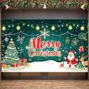 Festive Merry Christmas Banner Colorful Xmas Tree Decoration Santa Claus Snowflake Banner for Home Party Holiday Celebration