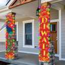 Diwali Party Decorations - Happy Diwali Door Banner Diwali Decoration for Home Deepavali Festival of Lights Banner Porch Hanging Sign for Indian Holiday Wall Doorway Decor, 11.8in70.9in