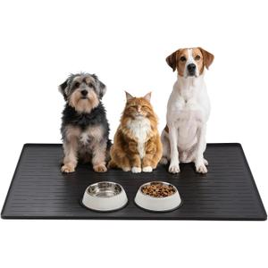 Large Dog Mats for Food and Water, 40"x30" Waterproof Pet Food Mats for Floor Nonslip Silicone Bowl Mats with Raised Edges