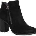 TRENDSUP Women's Fashion Side Zipper Booties (7, Black Suede)