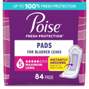 Poise Incontinence & Postpartum Pads for Bladder Leaks, 5 Drop Maximum Absorbency, Long Length, 84 Count, Packaging May Vary