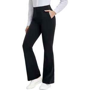 baleaf Womens Yoga Dress Pants Work with 4 Pockets Bootcut Business Leggings Stretch High Waisted Slacks Casual 30" L, Black