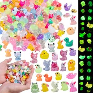 240 Pcs Mini Resin Animals Variety Tiny Animals Figures Miniature Little Small Animal Figurines Bulk for Micro Fairy Garden Landscape Accessories Hide Crafts Decor Aquarium
