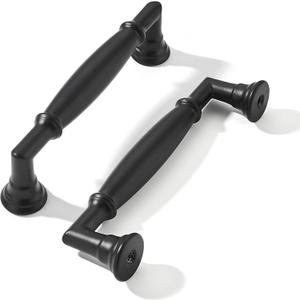 khtumeware 2 Pack 3-3/4 Inch(96mm) Matte Black Cabinet Pulls Heavy Duty Solid Cabinet Handles Kitchen Cabinet Hardware for Cupboard Drawer Handles