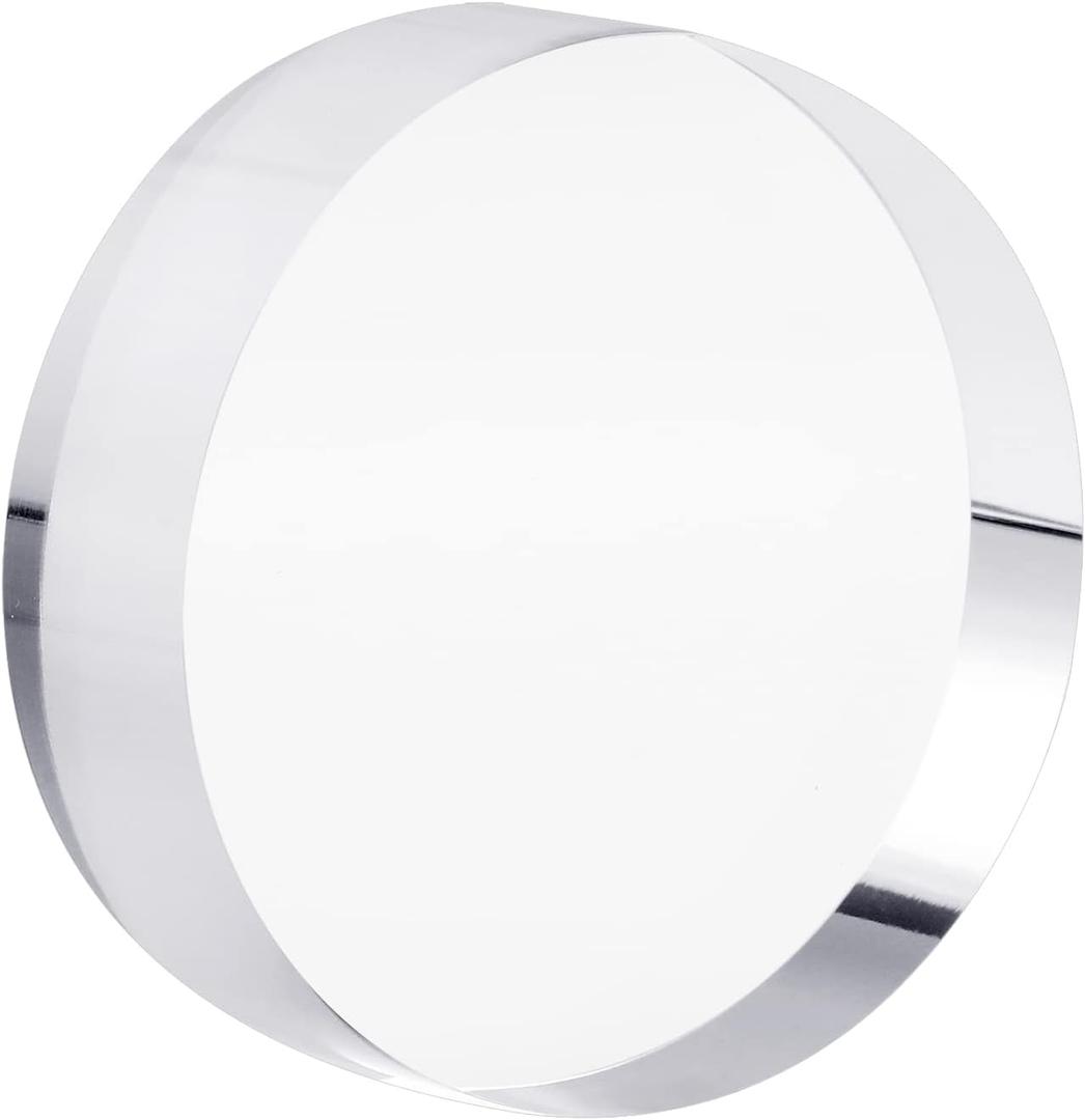 CiaoHER 1in Thickness 4in Diameter Acrylic Disc Display Block Clear Polished Round Pedestal Stand Riser 4" x 4" x 1", 1 Pack