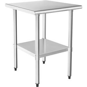 HARDURA Stainless Steel Table 24X24 Inches with Undershelf and Galvanized Legs NSF Heavy Duty Commercial Prep Work Table for Restaurant Kitchen Home and Hotel